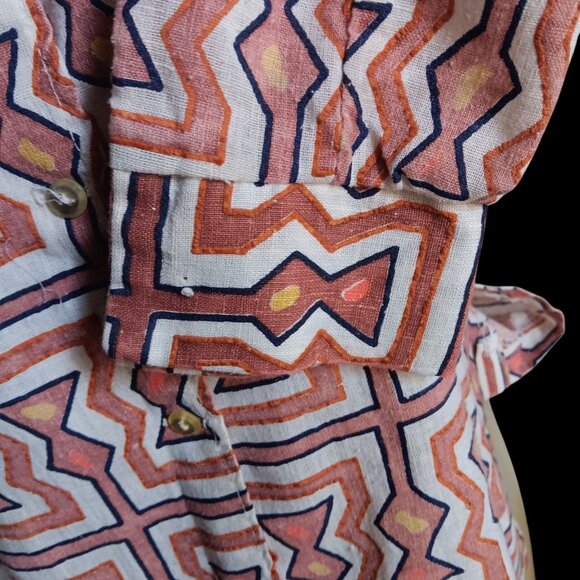 Vintage Womens Medium Aztec Shirt Button-Up Geometric Abstract Boho 1970's Mom - Picture 5 of 9